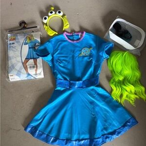 Adult Toy Story Pizza Planet Alien costume including wig